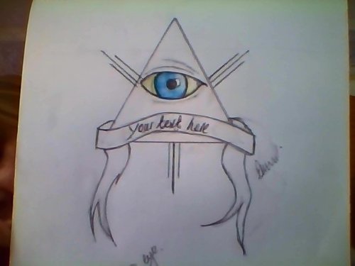Banner and Illuminati Eye Tattoo Design